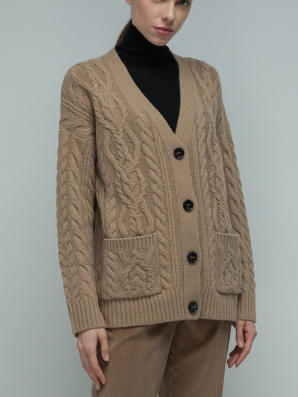 weekend max mara sounds cardigan textured  Knit V-Neck Cardigan Sweater - a